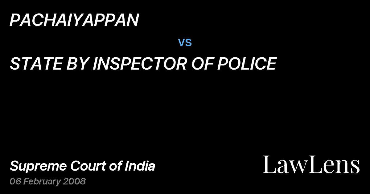Preview image for PACHAIYAPPAN vs. STATE BY INSPECTOR OF POLICE