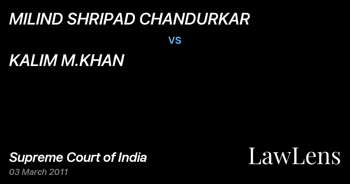 Preview image for MILIND SHRIPAD CHANDURKAR vs. KALIM M.KHAN