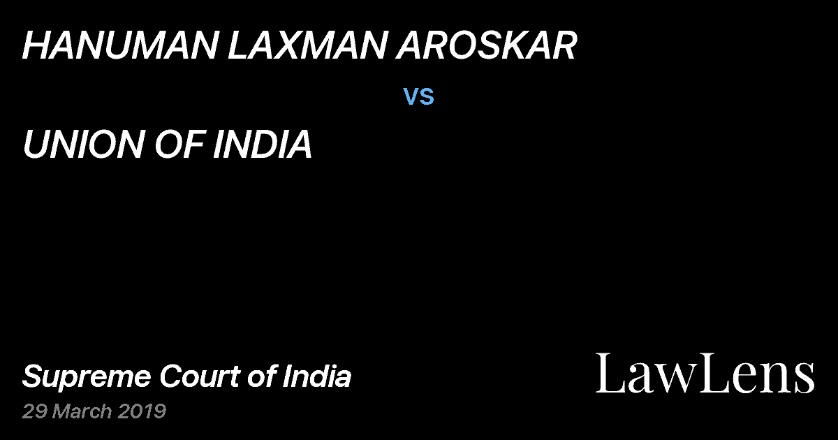 Preview image for HANUMAN LAXMAN AROSKAR vs. UNION OF INDIA