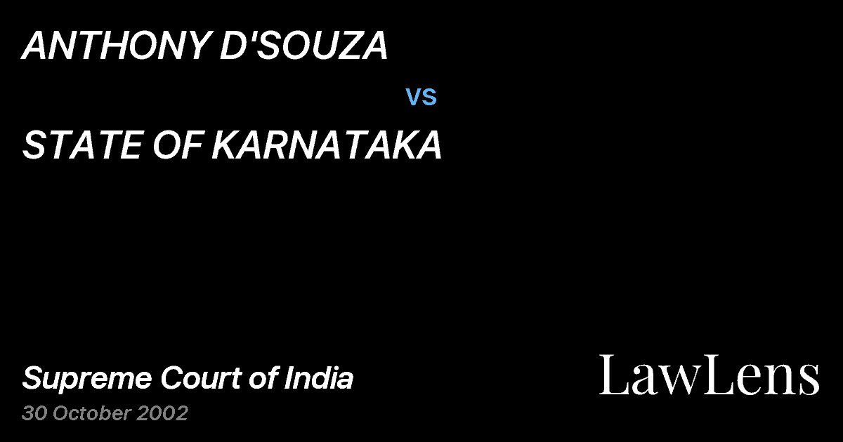 Preview image for ANTHONY D'SOUZA vs. STATE OF KARNATAKA