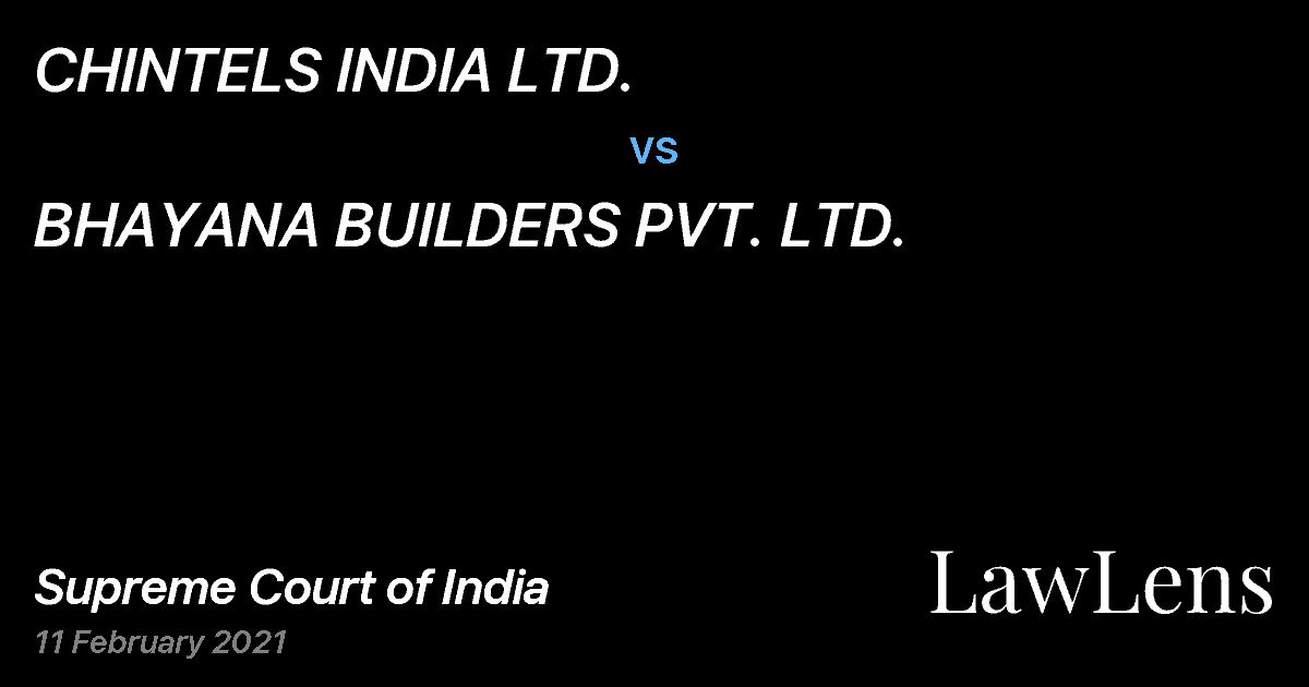 Preview image for CHINTELS INDIA LTD. vs. BHAYANA BUILDERS PVT. LTD.