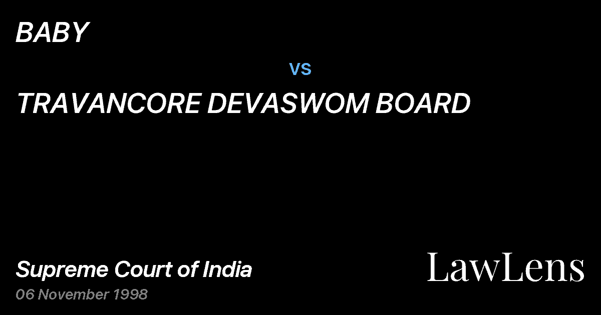 Preview image for BABY vs. TRAVANCORE DEVASWOM BOARD