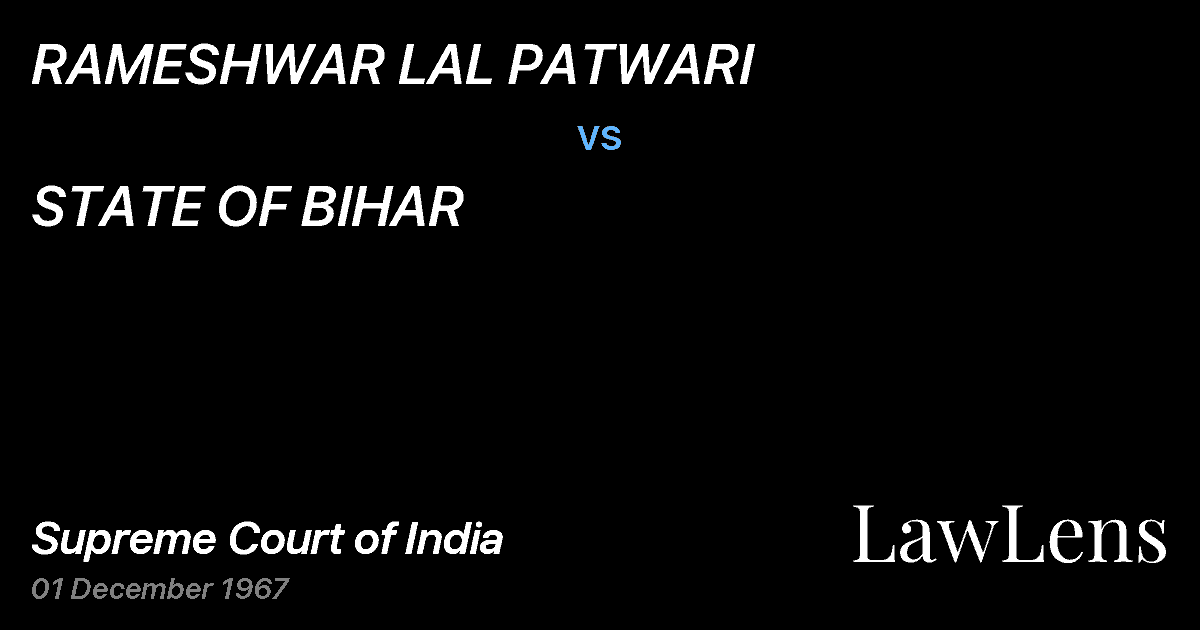 Preview image for RAMESHWAR LAL PATWARI vs. STATE OF BIHAR