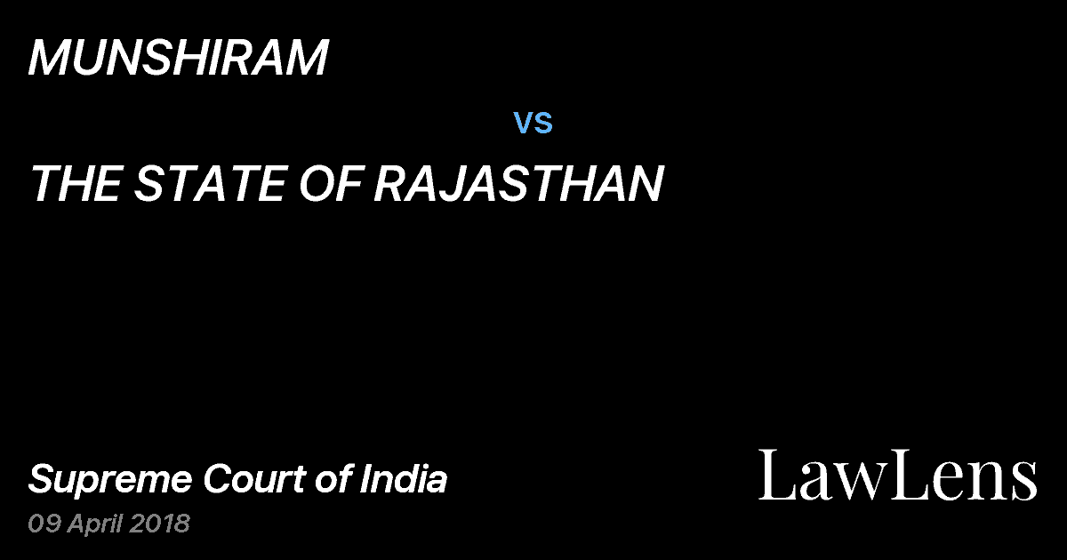 Preview image for MUNSHIRAM vs. THE STATE OF RAJASTHAN