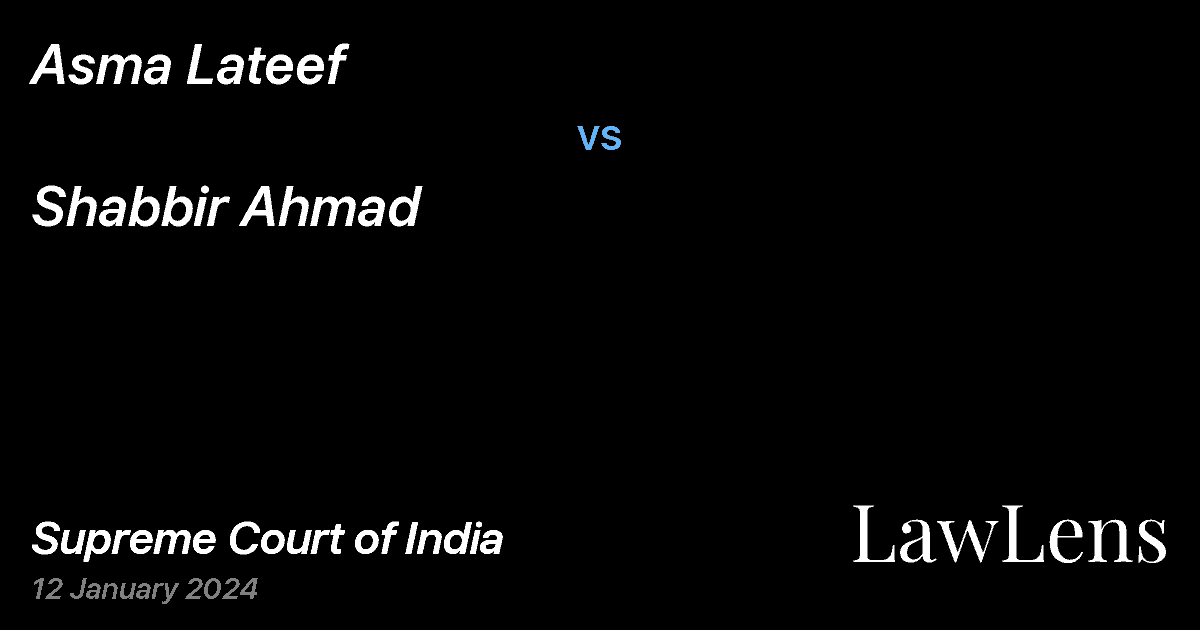 Preview image for Asma Lateef vs. Shabbir Ahmad