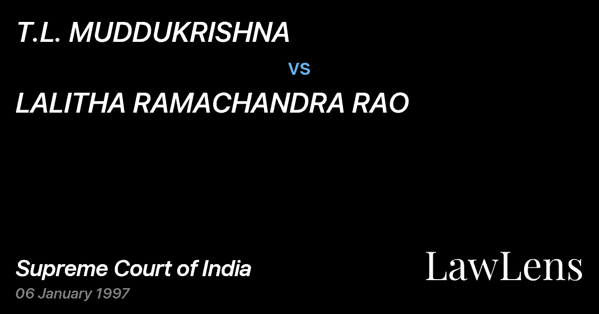 Preview image for T.L. MUDDUKRISHNA vs. LALITHA RAMACHANDRA RAO