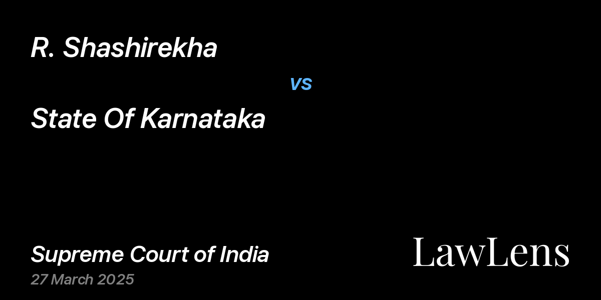 Preview image for R. Shashirekha vs. State Of Karnataka