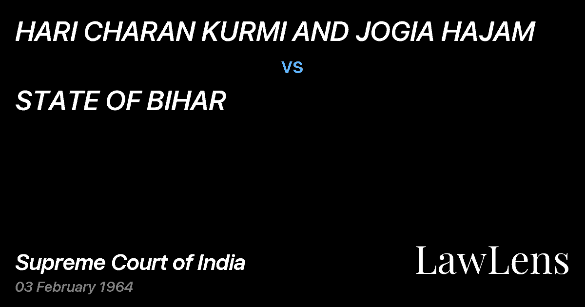 Preview image for HARI CHARAN KURMI AND JOGIA HAJAM vs. STATE OF BIHAR