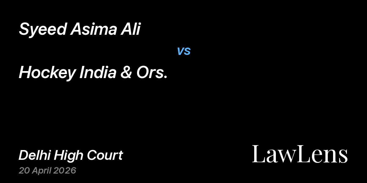 Preview image for Syeed Asima Ali vs. Hockey India & Ors.