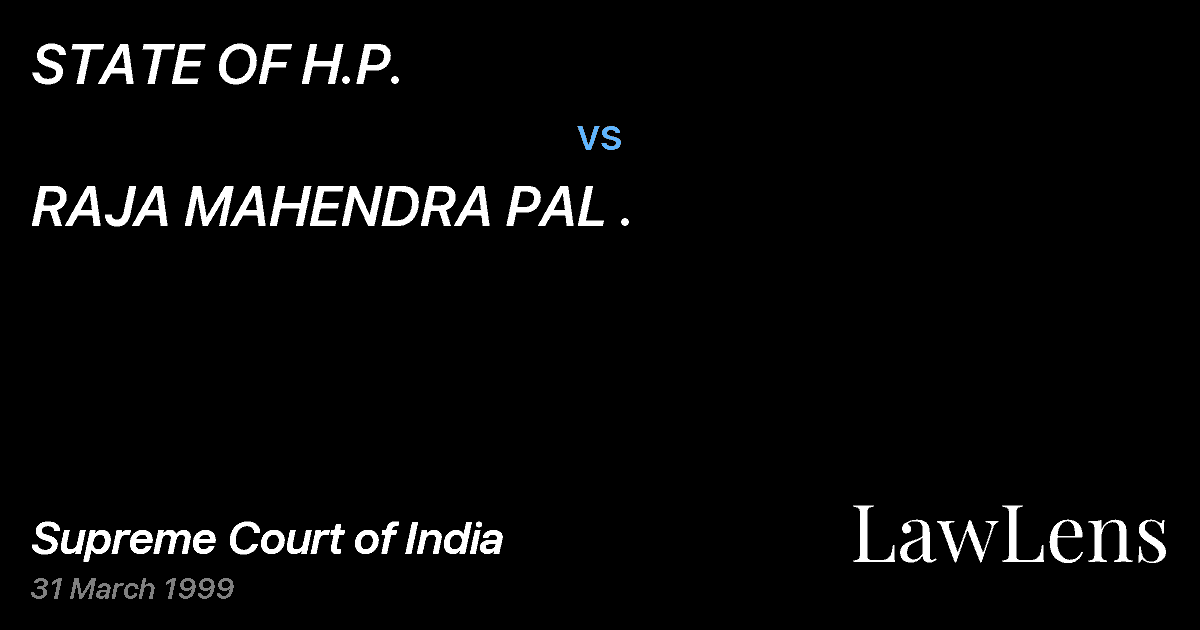 Preview image for STATE OF H.P. vs. RAJA MAHENDRA PAL .