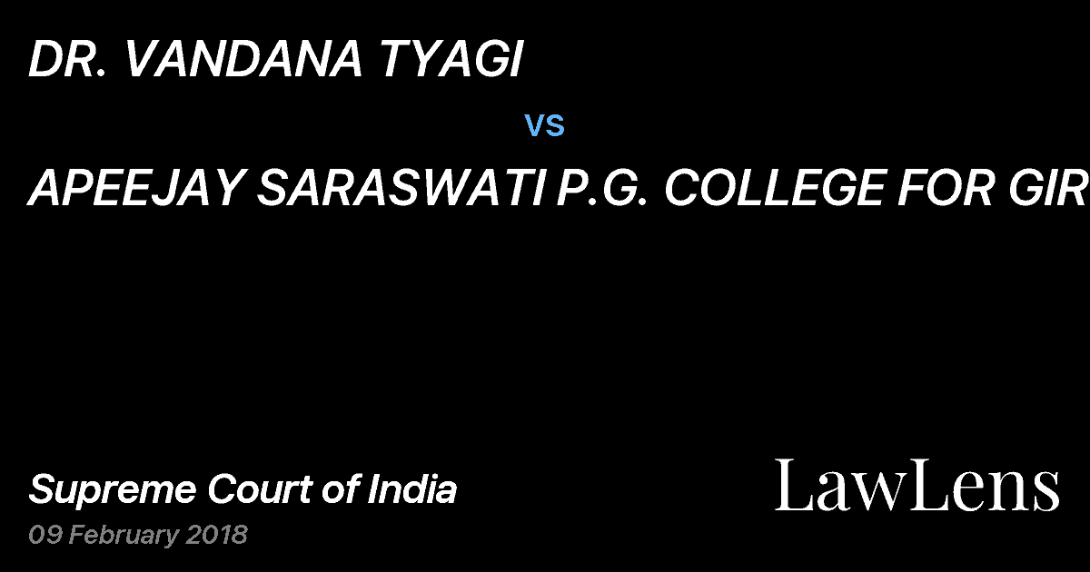 Preview image for DR. VANDANA TYAGI vs. APEEJAY SARASWATI P.G. COLLEGE FOR GIRLS