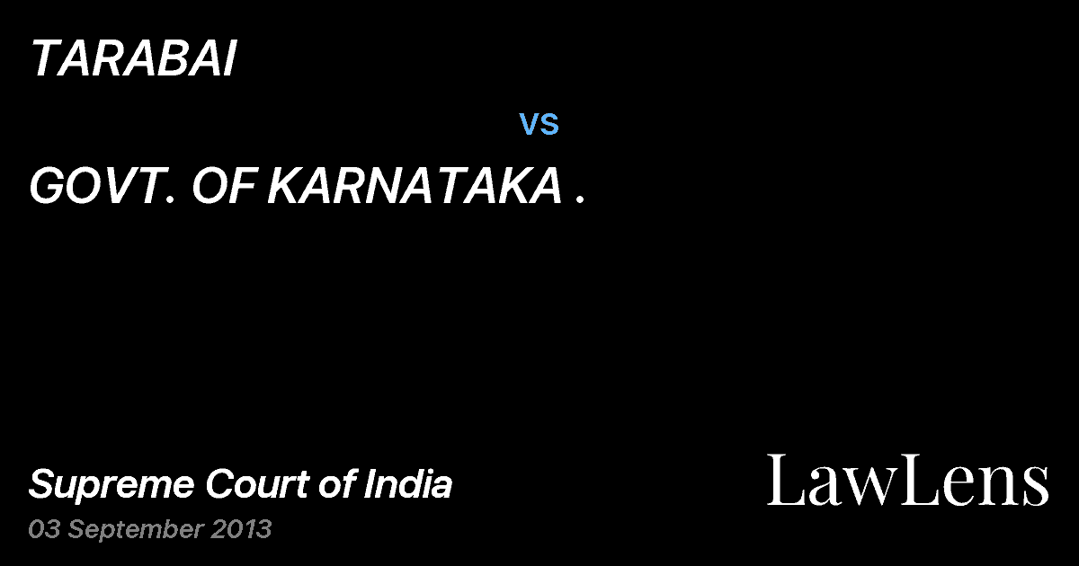 Preview image for TARABAI vs. GOVT. OF KARNATAKA .