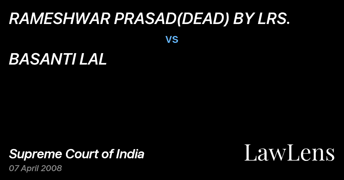 Preview image for RAMESHWAR PRASAD(DEAD) BY LRS. vs. BASANTI LAL