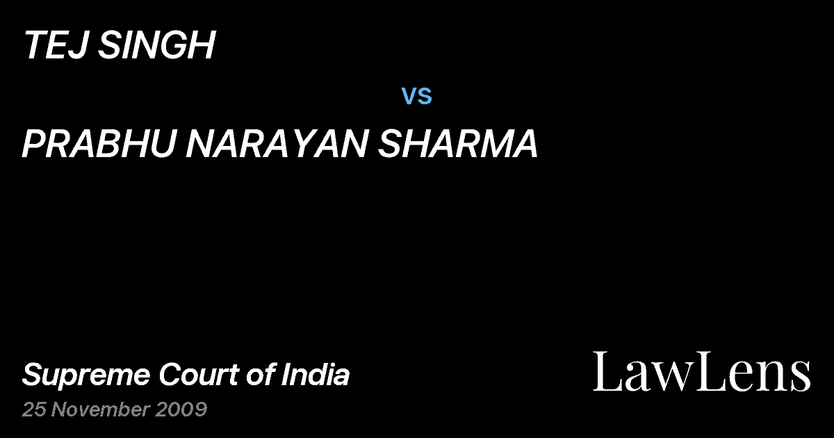 Preview image for TEJ SINGH vs. PRABHU NARAYAN SHARMA