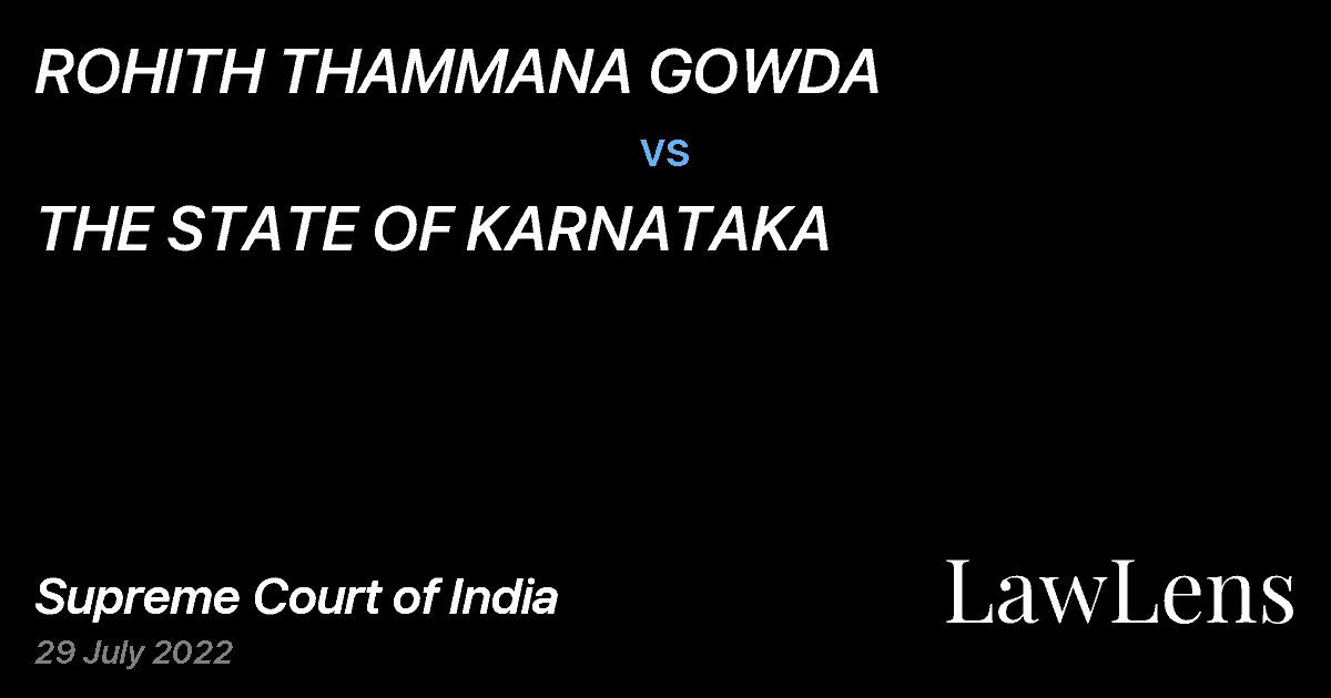 Preview image for ROHITH THAMMANA GOWDA vs. THE STATE OF KARNATAKA