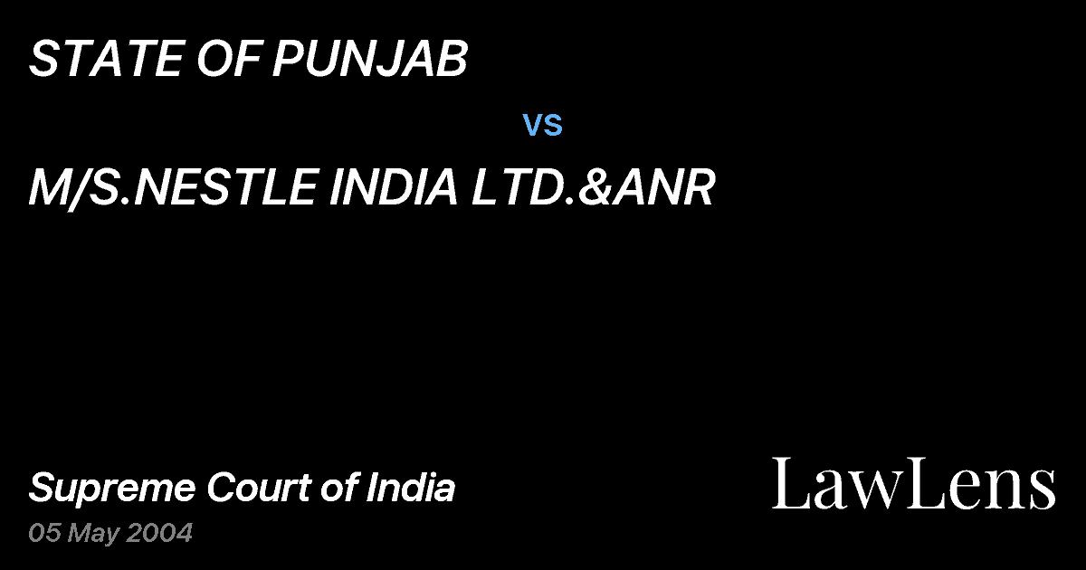 Preview image for STATE OF PUNJAB vs. M/S.NESTLE INDIA LTD.&ANR