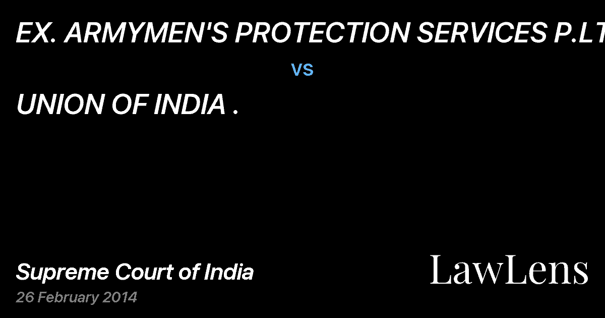 Preview image for EX. ARMYMEN'S PROTECTION SERVICES P.LTD. vs. UNION OF INDIA .