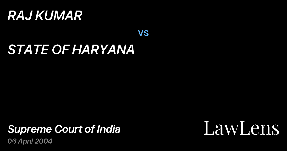 Preview image for RAJ KUMAR vs. STATE OF HARYANA