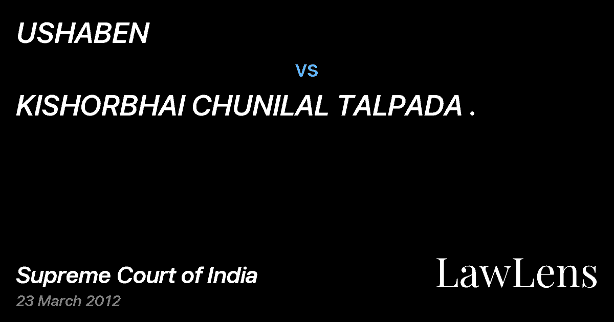 Preview image for USHABEN vs. KISHORBHAI CHUNILAL TALPADA .