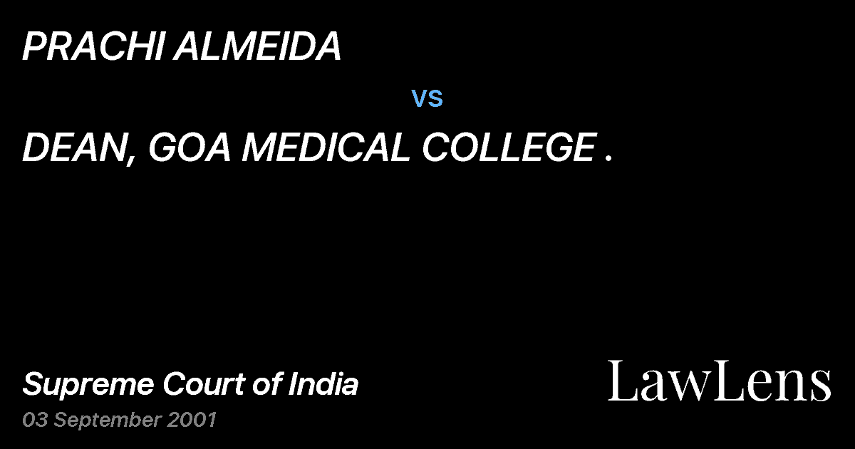 Preview image for PRACHI ALMEIDA vs. DEAN, GOA MEDICAL COLLEGE .