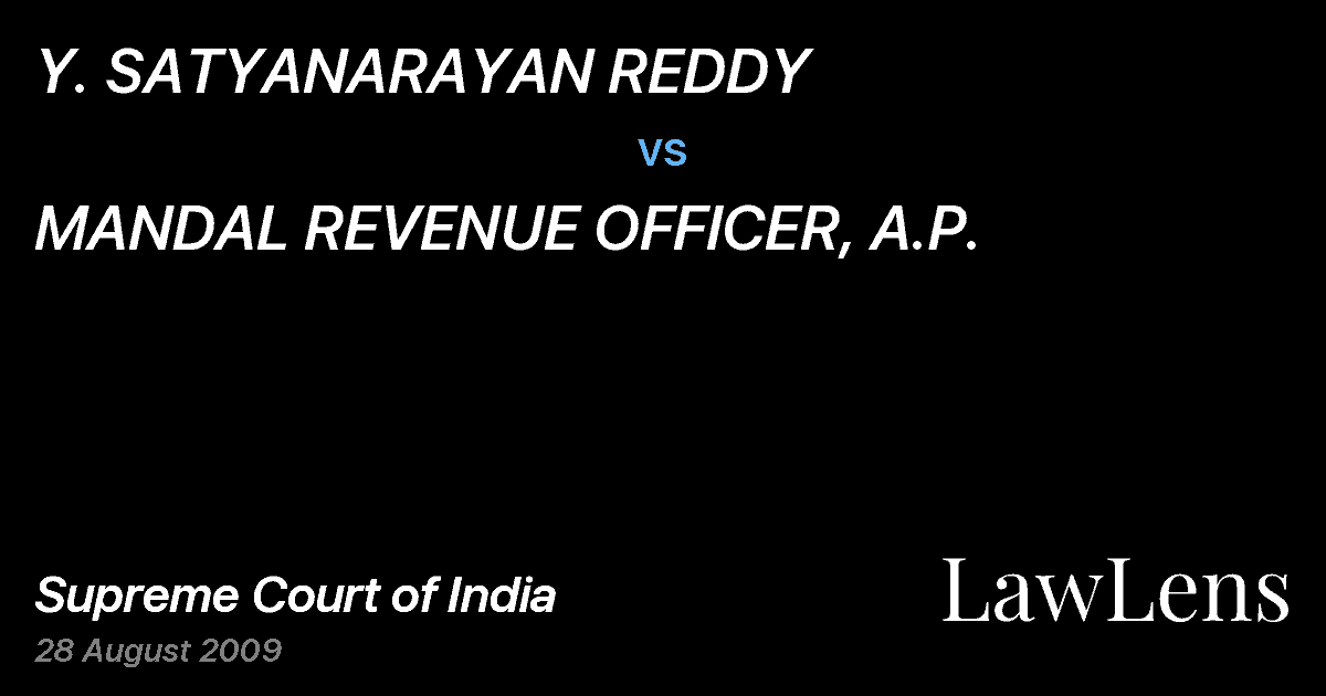 Preview image for Y. SATYANARAYAN REDDY vs. MANDAL REVENUE OFFICER, A.P.
