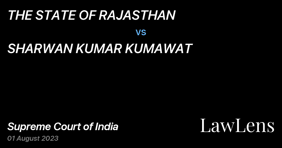 Preview image for THE STATE OF RAJASTHAN vs. SHARWAN KUMAR KUMAWAT