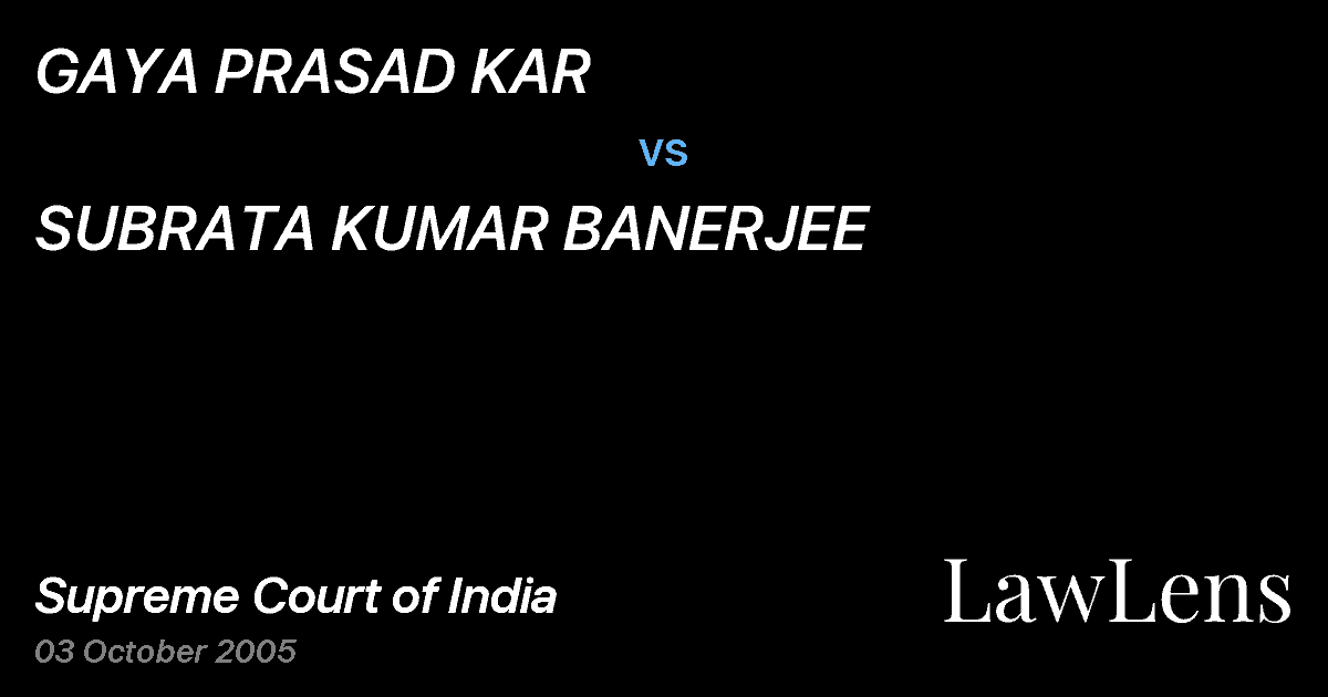 Preview image for GAYA PRASAD KAR vs. SUBRATA KUMAR BANERJEE