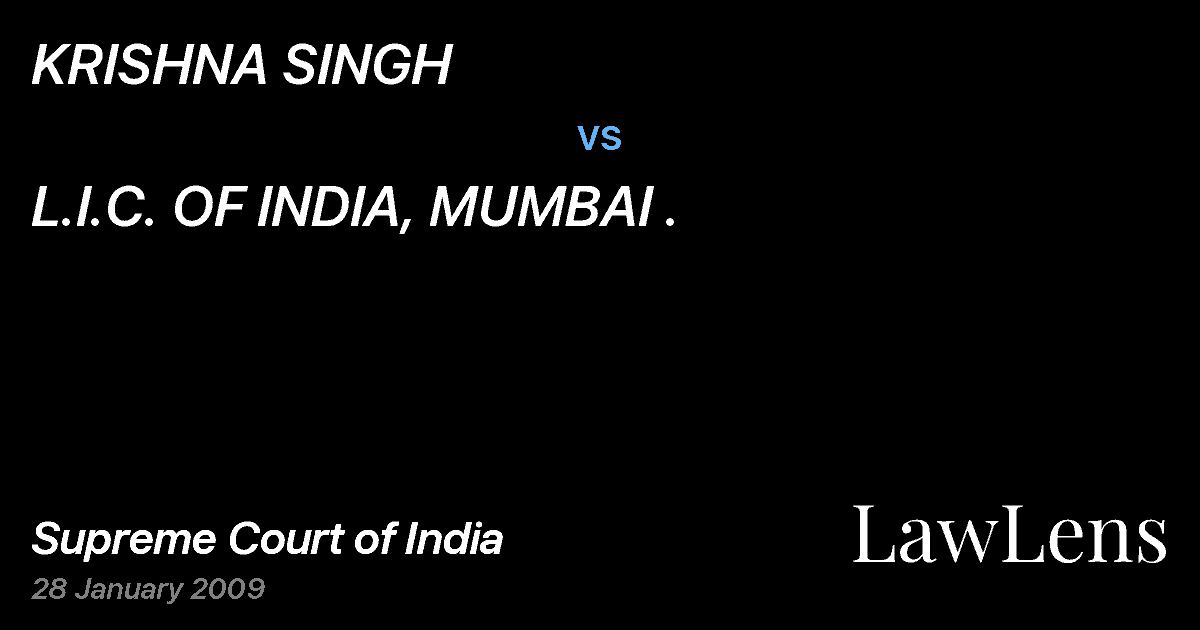 Preview image for KRISHNA SINGH vs. L.I.C. OF INDIA, MUMBAI .
