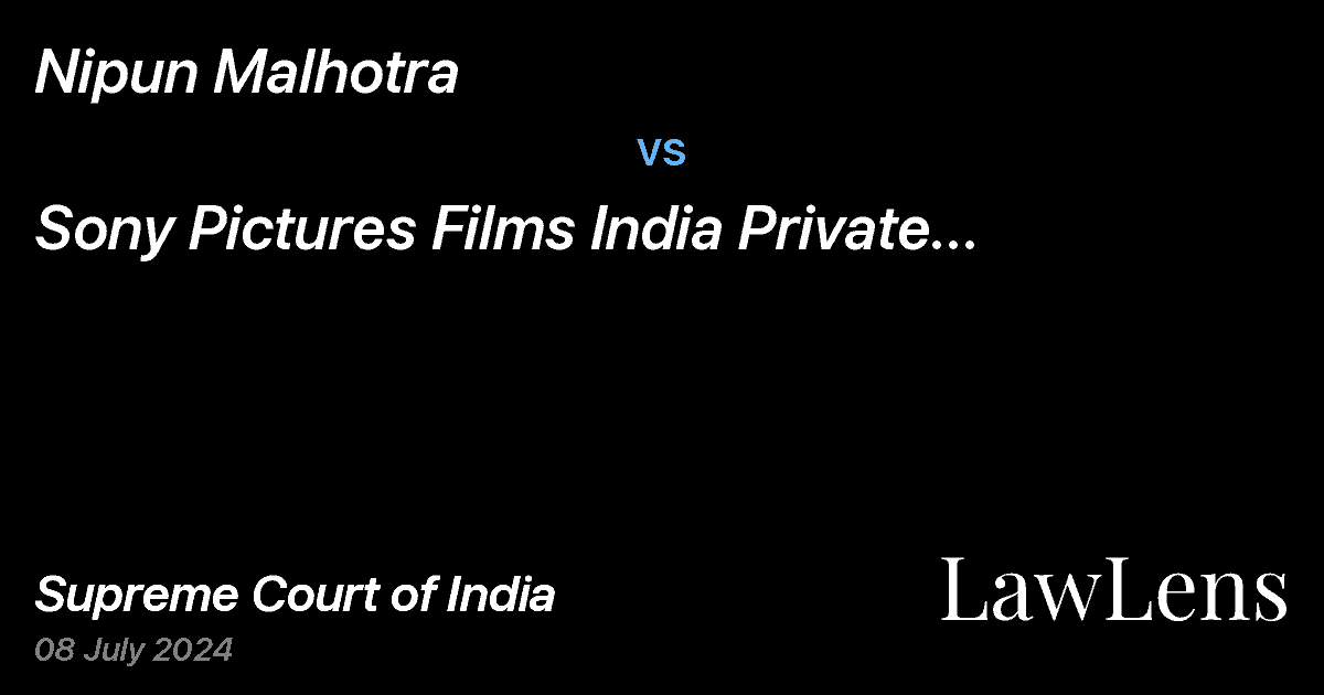 Preview image for NIPUN MALHOTRA vs. SONY PICTURES FILMS INDIA PRIVATE LIMITED