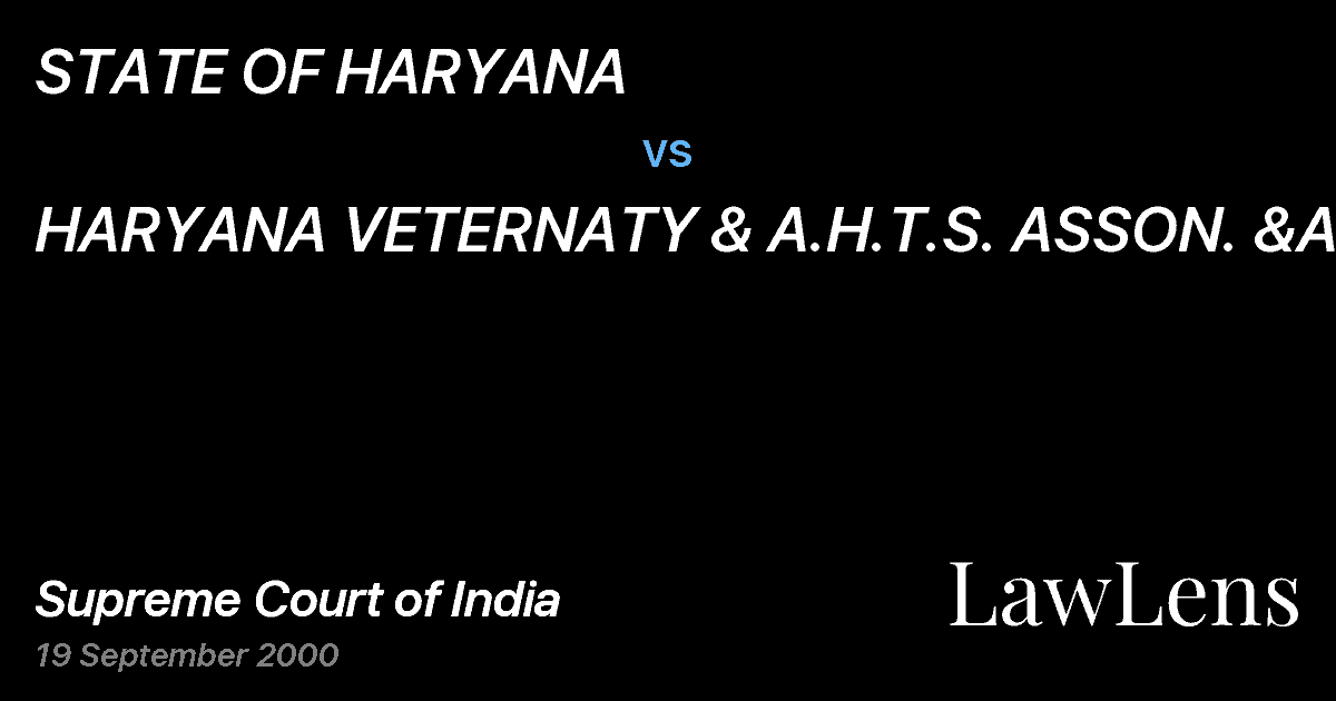 Preview image for STATE OF HARYANA vs. HARYANA VETERNATY & A.H.T.S. ASSON. &ANR