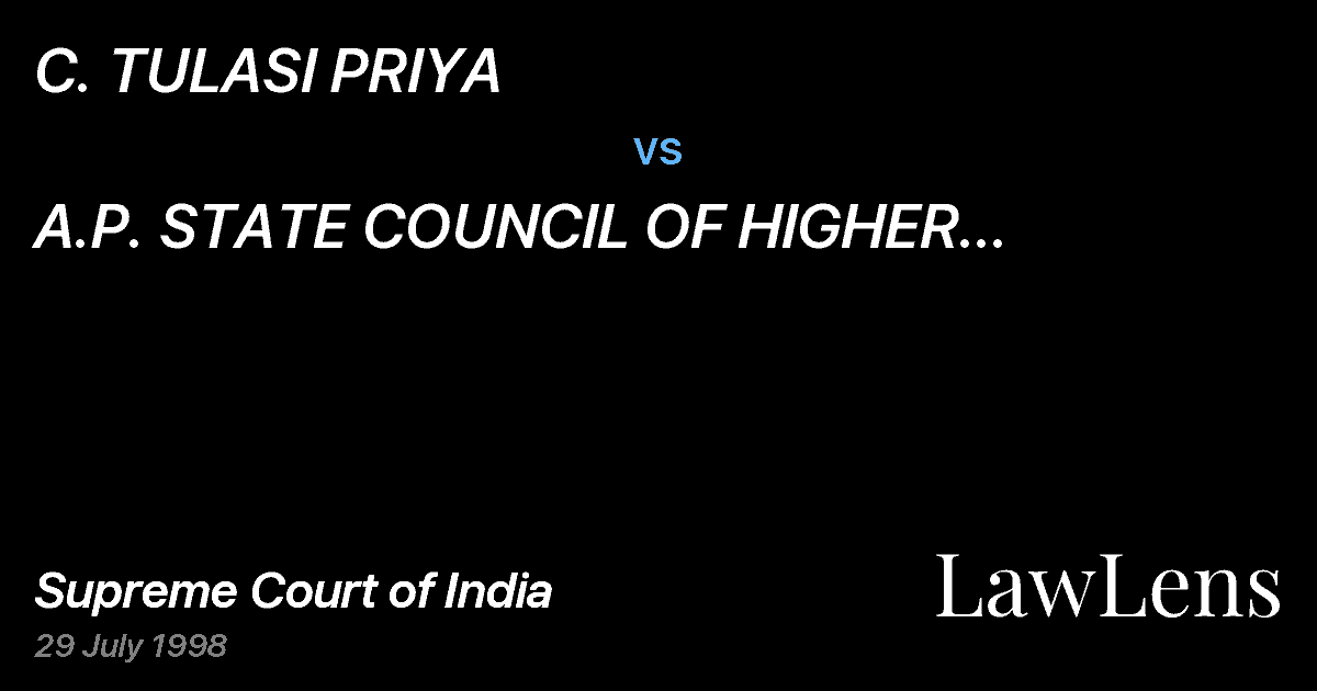 Preview image for C. TULASI PRIYA vs. A.P. STATE COUNCIL OF HIGHER EDUCATION & ORS.