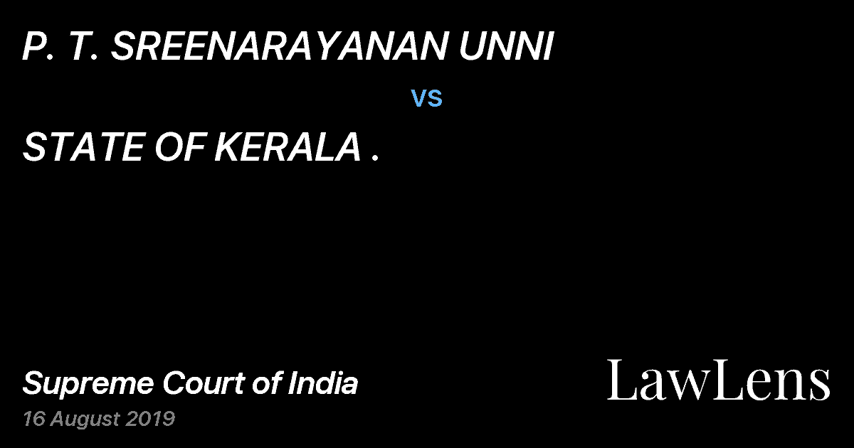 Preview image for P. T. SREENARAYANAN UNNI vs. STATE OF KERALA .