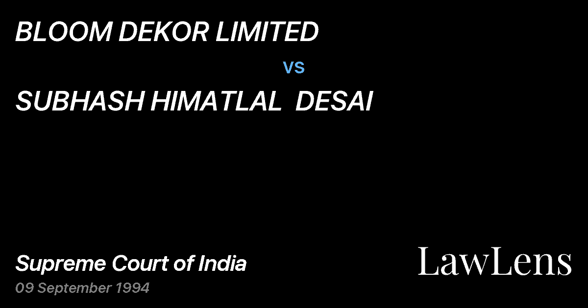 Preview image for BLOOM DEKOR LIMITED vs. SUBHASH HIMATLAL  DESAI