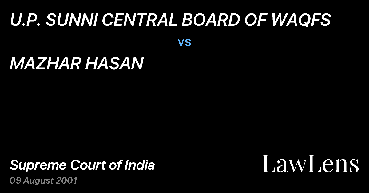 Preview image for U.P. SUNNI CENTRAL BOARD OF WAQFS vs. MAZHAR HASAN