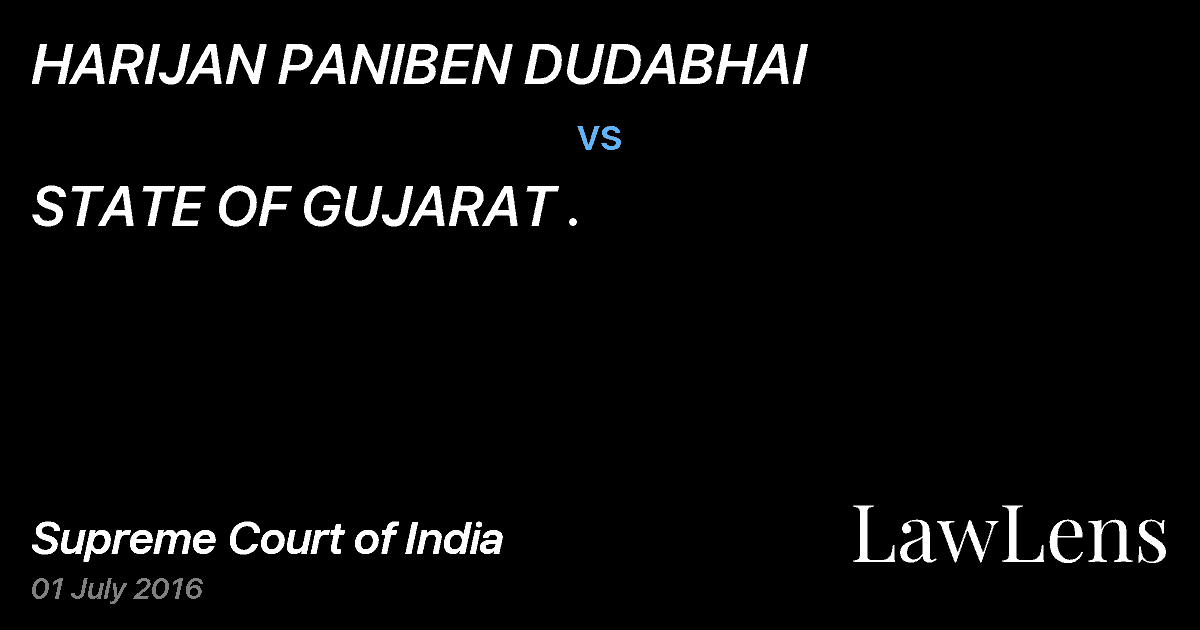Preview image for HARIJAN PANIBEN DUDABHAI vs. STATE OF GUJARAT .