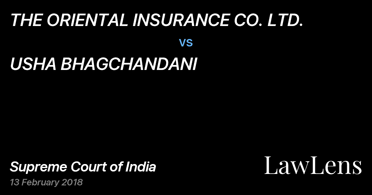 Preview image for THE ORIENTAL INSURANCE CO. LTD. vs. USHA BHAGCHANDANI