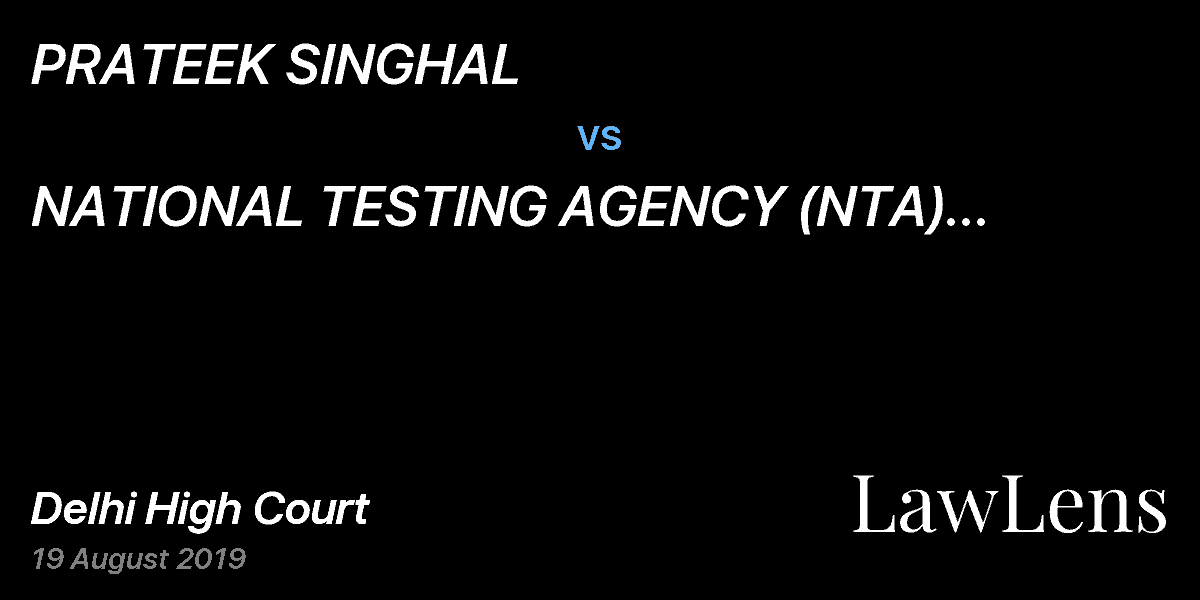 Preview image for PRATEEK SINGHAL  vs.  NATIONAL TESTING AGENCY (NTA) DEPARTMENT OF HIGH EDUCATION MINISTRY OF HUMAN RESOURCES DEVELPMENT AND ANR.