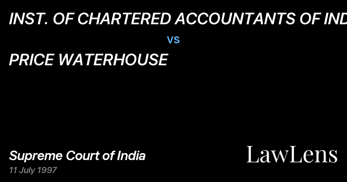 Preview image for INST. OF CHARTERED ACCOUNTANTS OF INDIA vs. PRICE WATERHOUSE