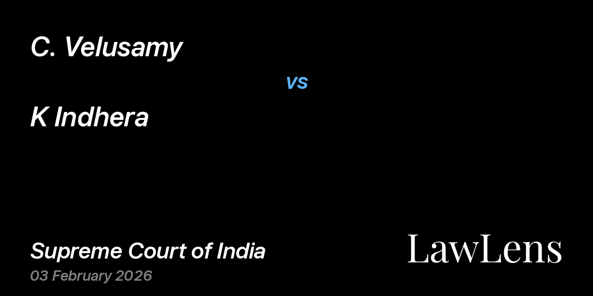 Preview image for C. Velusamy vs. K Indhera