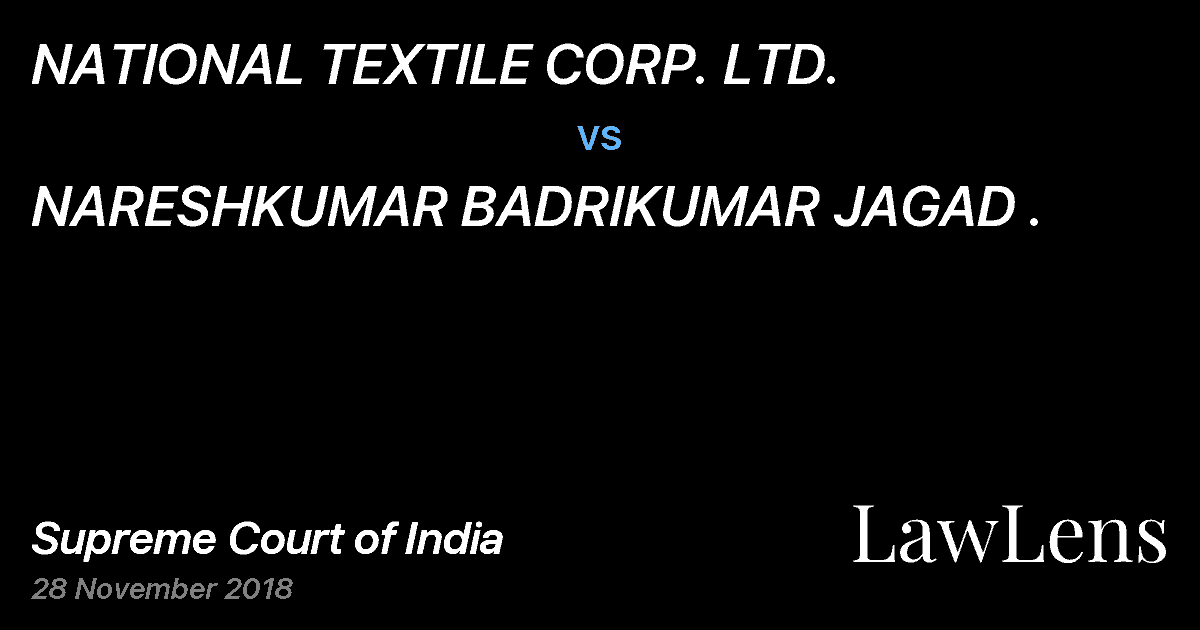 Preview image for NATIONAL TEXTILE CORP. LTD. vs. NARESHKUMAR BADRIKUMAR JAGAD .