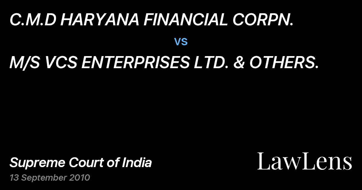 Preview image for C.M.D HARYANA FINANCIAL CORPN. vs. M/S VCS ENTERPRISES LTD. & OTHERS.