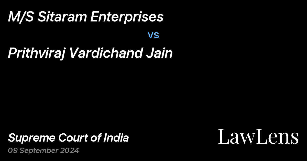 Preview image for M/S SITARAM ENTERPRISES vs. PRITHVIRAJ VARDICHAND JAIN