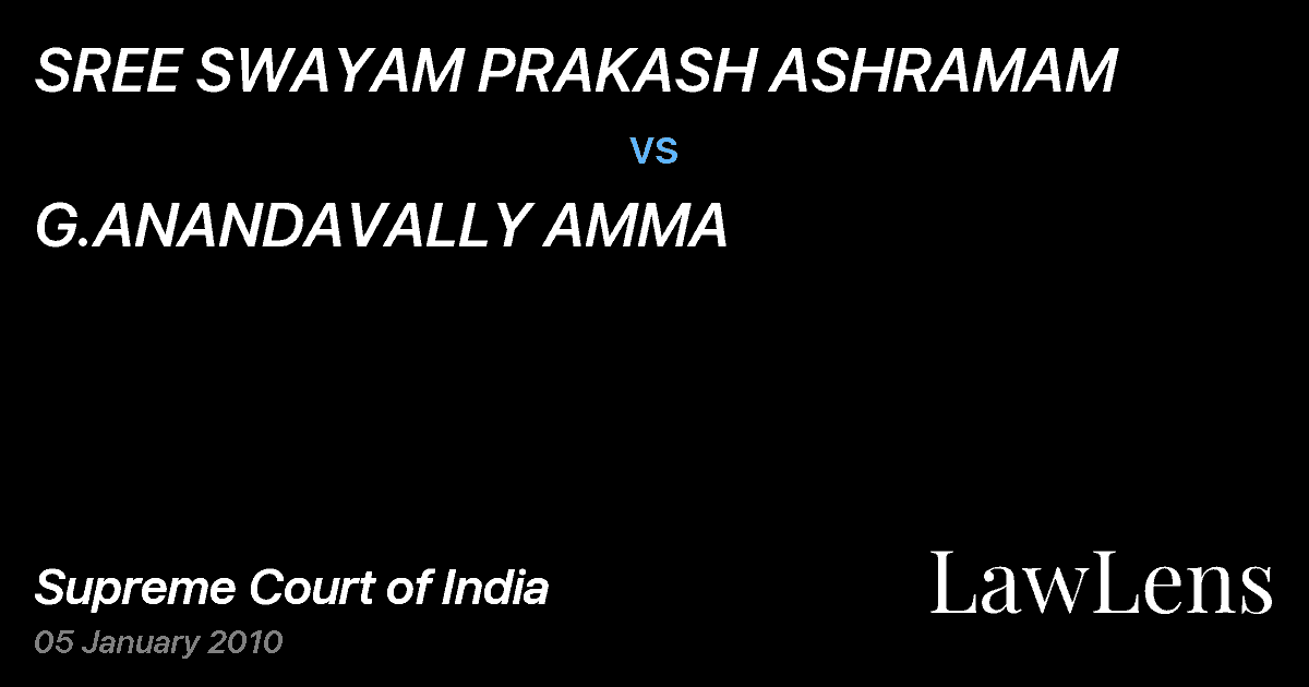 Preview image for SREE SWAYAM PRAKASH ASHRAMAM vs. G.ANANDAVALLY AMMA