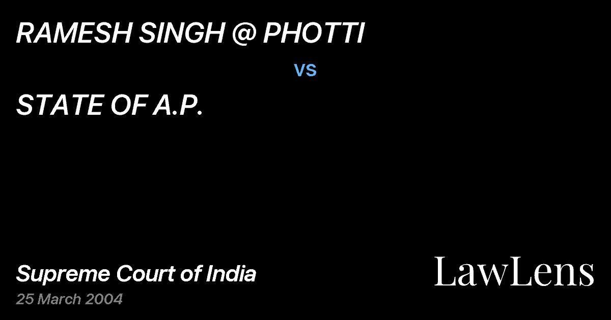Preview image for RAMESH SINGH @ PHOTTI vs. STATE OF A.P.