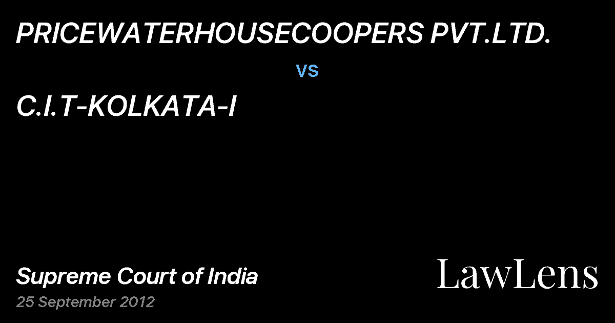 Preview image for PRICEWATERHOUSECOOPERS PVT.LTD. vs. C.I.T-KOLKATA-I