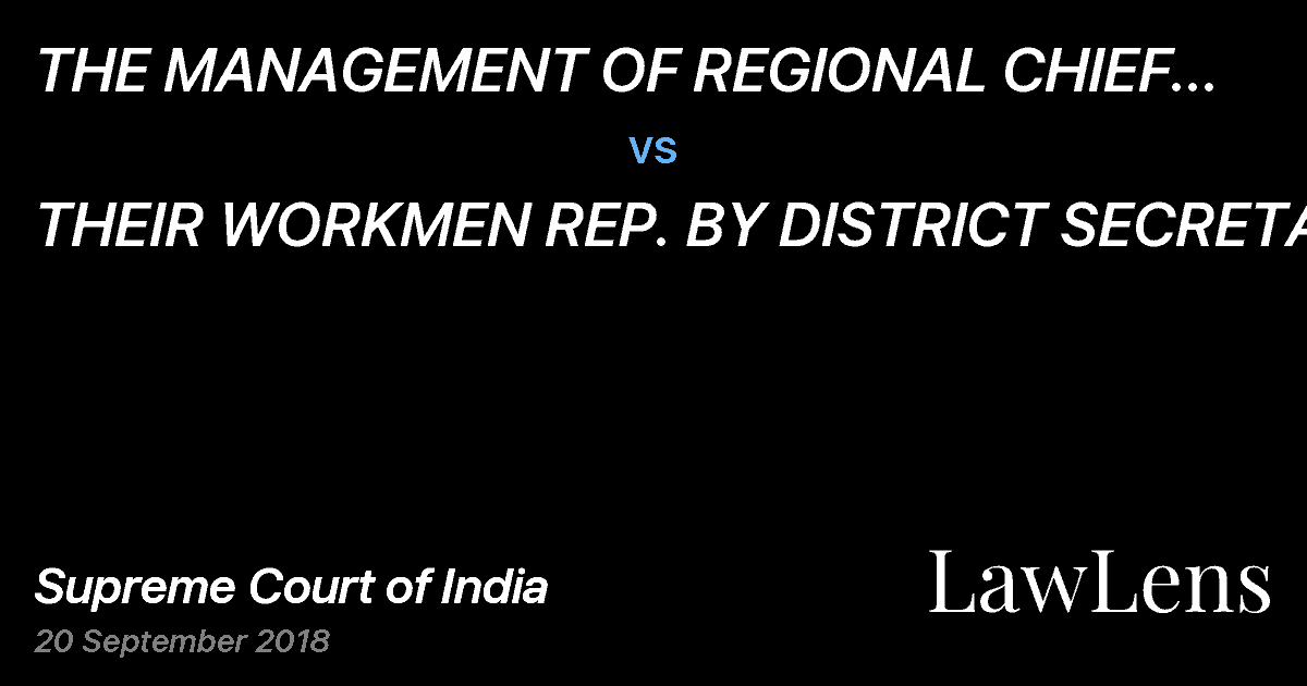 Preview image for THE MANAGEMENT OF REGIONAL CHIEF ENGINEER P.H.E.D. RANCHI vs. THEIR WORKMEN REP. BY DISTRICT SECRETARY