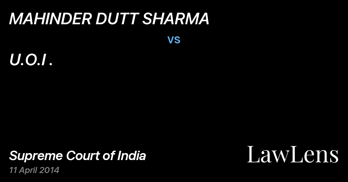 Preview image for MAHINDER DUTT SHARMA vs. U.O.I .