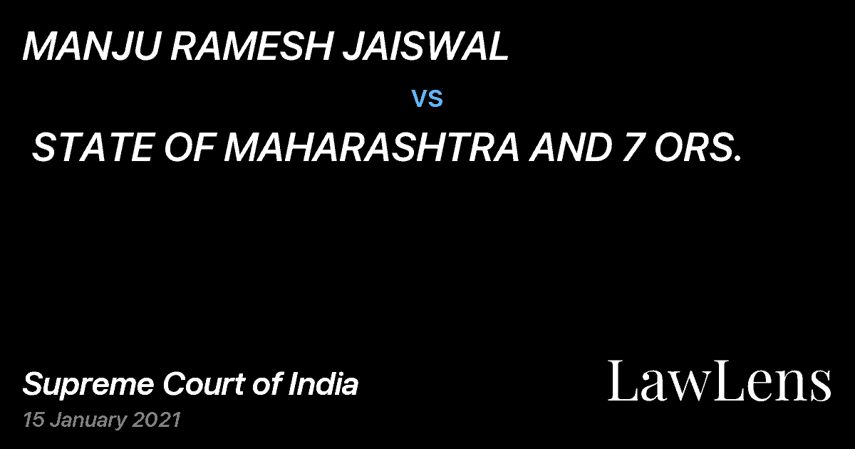 Preview image for MANJU RAMESH JAISWAL  vs.  STATE OF MAHARASHTRA AND 7 ORS.