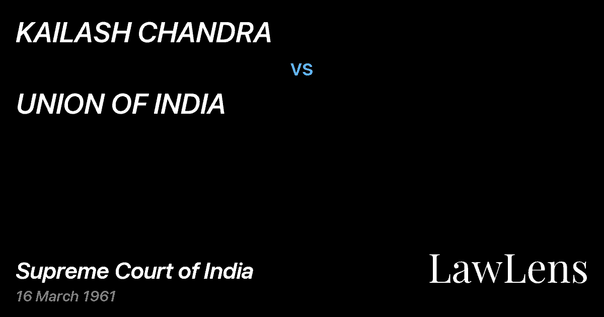 Preview image for KAILASH CHANDRA vs. UNION OF INDIA