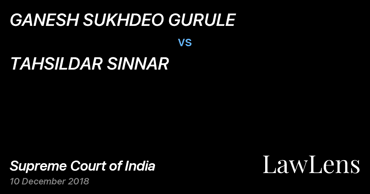 Preview image for GANESH SUKHDEO GURULE vs. TAHSILDAR SINNAR